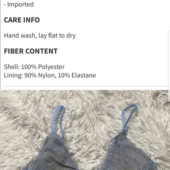 🇺🇲Free People | Blue Lucia Underwire Bra | 32B New with Tag - Picture 6 of 6